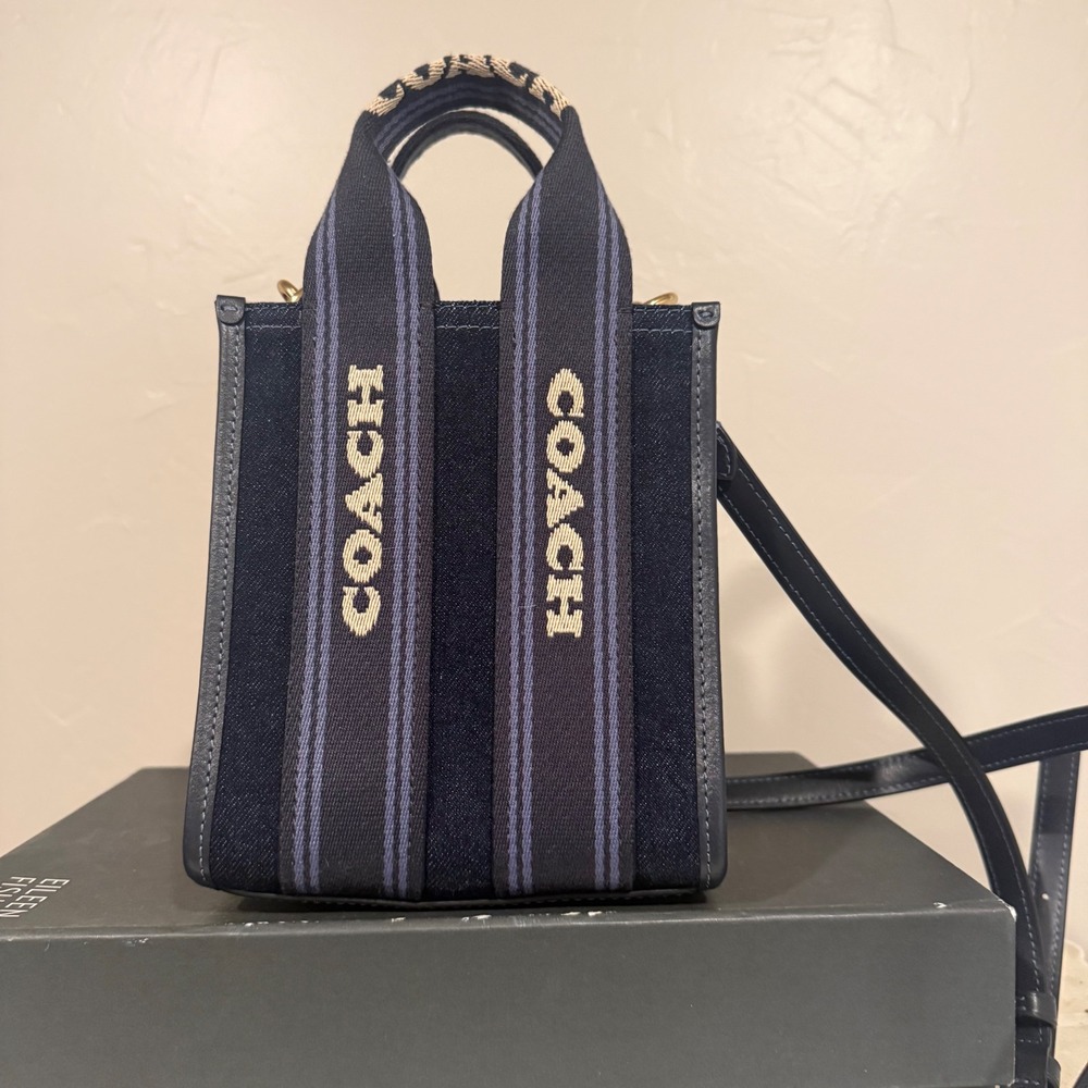 Coach Smith Mini Tote Women Small Dark Denim New CCL74 Logo Crossbody Bag